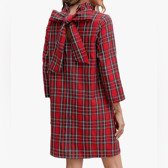 Dresses & Skirts - NWT Women's Fall Bow Tie Dress Casual Mini Dress Ruffle Mock Neck Long Sleeve
